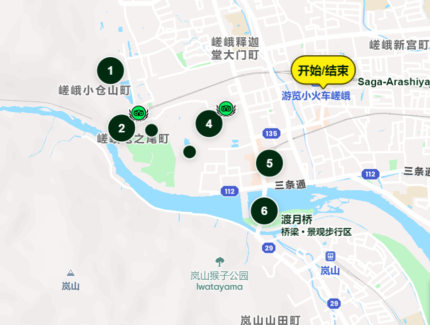 京都岚山徒步路线